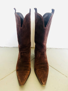 Vintage 90s pointed western brown cowboy boots 7-7.5 US