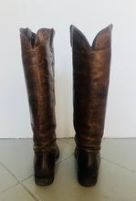 Load image into Gallery viewer, Handmade brown leather vintage knee high unisex riding boots. 8.5 mens 9.5 womens
