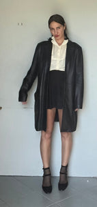 Vintage 90s super soft black leather unisex blazer jacket