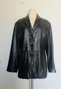 Vintage 80s super soft black leather blazer SM