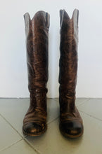 Load image into Gallery viewer, Handmade brown leather vintage knee high unisex riding boots. 8.5 mens 9.5 womens
