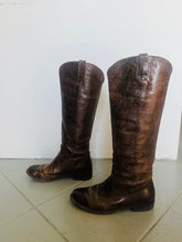 Load image into Gallery viewer, Handmade brown leather vintage knee high unisex riding boots. 8.5 mens 9.5 womens
