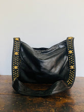 Load image into Gallery viewer, Vintage 90s black leather gold lion &amp; studded accent messenger bag - Unisex
