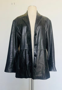 Vintage 80s super soft black leather blazer SM