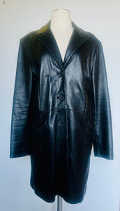 Vintage 90s super soft black leather unisex blazer jacket