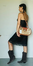 Load image into Gallery viewer, Handmade vintage hippie calf hair leather studded bag
