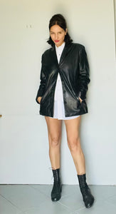 Vintage 80s super soft black leather blazer SM