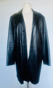 Vintage 90s super soft black leather unisex blazer jacket