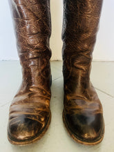 Load image into Gallery viewer, Handmade brown leather vintage knee high unisex riding boots. 8.5 mens 9.5 womens
