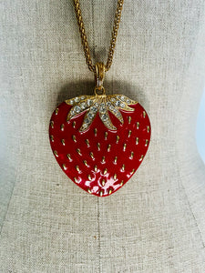 Vintage y2k large enamel strawberry necklace