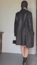 Load and play video in Gallery viewer, Vintage 90s super soft black leather unisex blazer jacket
